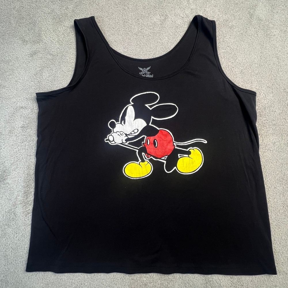 Faded Glory Mickey Mouse Tank Top Womens 4X Graphic Black‎ Plus Size Disney